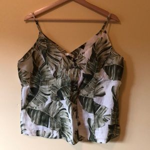 Palm leaf printed summer blouse